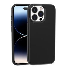 Custodia per telefono in tinta unita con superficie in gomma per iPhone 15 Pro Max (nera)