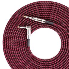 Cavo di collegamento per chitarra Cavo per chitarra acustica a gomito con riduzione del rumore, dimensioni: 3 m (rosso nero)