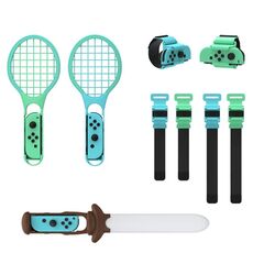 DOBE TNS-2123 Spada laser sportiva + Cinturino per le gambe + Racchetta da tennis + Cinturino da polso Set sportivo 7 in 1 per Nintendo Switch