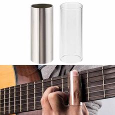 Chitarra elettrica in metallo Glide Pipe Glass Guitar Glide Stick Finger Set (argento + trasparente)