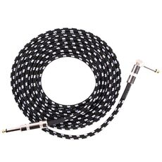 Cavo di collegamento per chitarra Cavo per chitarra acustica a gomito con riduzione del rumore, dimensioni: 3 m (nero bianco)
