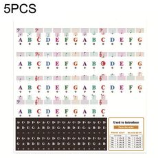 QT-005-A 5PCS Adesivi colorati per tastiera per pianoforte per bambini Accessori per strumenti musicali