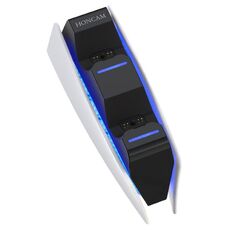 HONCAM Per PS5 Caricabatterie Gamepad Caricabatterie Dual Dock (Bianco)