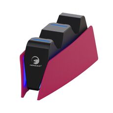 HONCAM Per PS5 Caricabatterie Gamepad Caricabatterie Dual Dock (Rosa Rossa)