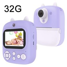 1200W Pixel Display da 2,4 pollici Stampa per bambini Fotocamera istantanea 32G+ Lettore di schede Viola