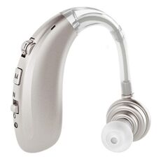 Ricarica USB Gancio per l'orecchio Riduzione del rumore Amplificatore audio per apparecchi acustici (argento)