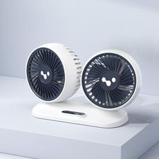Ventilatore per auto 12v/24v Interfaccia USB Potente ventilatore elettrico a doppia testa (bianco perla)