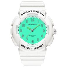 SANDA Small Fresh Digital All-match impermeabile luminoso orologio da studente (bianco)