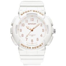 SANDA Small Fresh Digital All-match impermeabile luminoso orologio da studente (oro rosa bianco)