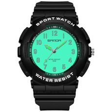 SANDA Small Fresh Digital All-match impermeabile luminoso orologio da studente (nero bianco)