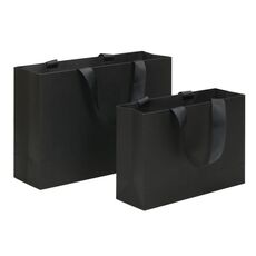 Borsa a mano nera in carta Kraft, taglia: S