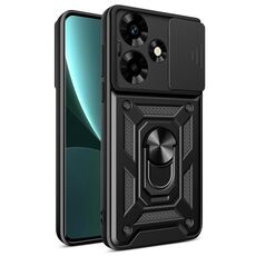 Per Infinix Hot 30 Custodia scorrevole per fotocamera Design TPU + Custodia per PC (Nera)