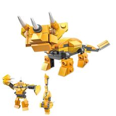 1601D Triceratops CAYI 3 in 1 Dinosauro meccanico Piccole particelle Puzzle Building Blocks Giocattoli per bambini