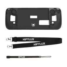 Per Steam Deck Hifylux ST-PF14 Custodia in silicone per console di gioco Antigraffio Custodia portatile antiscivolo Cordino (nero)