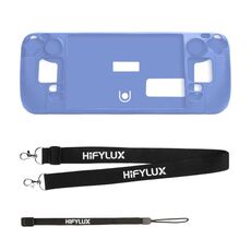 Per Steam Deck Hifylux ST-PF14 Custodia in silicone per console di gioco Custodia portatile antiscivolo antigraffio con cordino (blu)