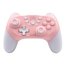 Per Nintendo Switch Pro Maniglia Bluetooth wireless con programmazione macro e risveglio somatosensoriale (bianco rosa)
