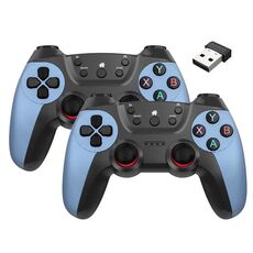 KM-029 2.4G Uno per due doppi Controller wireless Supporto PC / Linux / Android / TVbox (Mountain Blue)
