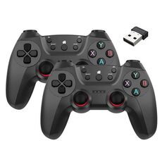 KM-029 2.4G Uno per due doppi Controller wireless Supporto PC / Linux / Android / TVbox (Battle Grey)