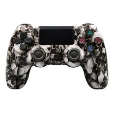Per controller di gioco Bluetooth wireless PS4 con maniglia di gioco a doppia vibrazione con striscia luminosa (scheletro)
