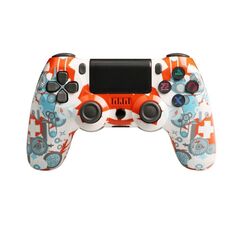 Per controller di gioco Bluetooth wireless PS4 con maniglia di gioco a doppia vibrazione con striscia luminosa (ingranaggio)
