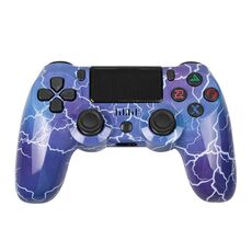 Per controller di gioco Bluetooth wireless PS4 con maniglia di gioco a doppia vibrazione con striscia luminosa (fulmine)