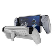 Per Sony PlayStation Portal Custodia per console di gioco a strisce in TPU con supporto (bianco)