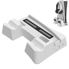iplay HBP-351 per staffa di base di raffreddamento host Sony PS5 Supporto di ricarica con impugnatura multifunzionale (bianco)