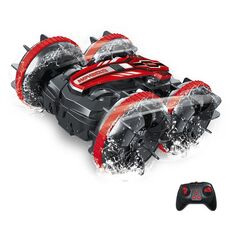2.4G anfibio acrobatico telecomando auto a doppia faccia rotolamento guida giocattoli elettrici per bambini (rosso)