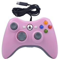 Per console XBOX 360 e PC Gamepad cablato USB a doppia vibrazione (rosa)