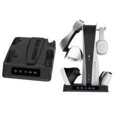 Per caricatore per sedile gamepad PSVR2 / PS5 con base di dissipazione del calore multifunzionale con luce display