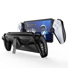 Per Sony PlayStation Portal Custodia protettiva in TPU con supporto (nero)