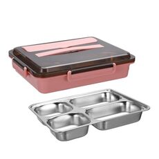 Bento Box per dormitorio studentesco isolato a tenuta stagna con scatola per il pranzo in acciaio inossidabile 304, specifiche: 4 -griglia rosa