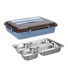 Bento Box per dormitorio studentesco isolato a tenuta stagna con scatola per il pranzo in acciaio inossidabile 304, specifiche: blu a 4 griglie
