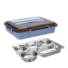 Bento Box per dormitorio studentesco isolato a tenuta stagna con scatola per il pranzo in acciaio inossidabile 304, specifiche: 5 griglie blu