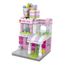LELE BROTHER Bambini che assemblano mini blocchi di costruzione per scene di strade cittadine, stile: 8537-8 Cake Shop