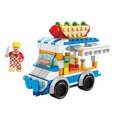 LELE BROTHER Bambini che assemblano mini blocchi di costruzione per scene di strade cittadine, stile: 8613-5 Macchina per il pane degli hot dog