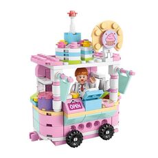 LELE BROTHER Bambini che assemblano mini blocchi di costruzione per scene di strade cittadine, stile: 8613-8 Carrozza da dessert
