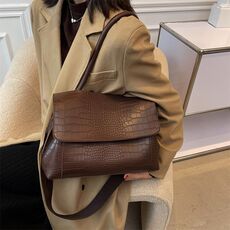 Borsa a tracolla da donna Borsa a tracolla per pendolari con texture autunno inverno (caffè)