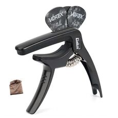Galux GC501A Clip per chitarra acustica Pitch Clip per ukulele folk in metallo con custodia, Colore: nero