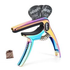 Galux GC501A Clip per chitarra acustica Pitch Clip per ukulele folk in metallo con custodia, Colore: Fantasy Color