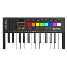 MD02 Tastiera USB a 25 tasti e pad per batteria Controller MIDI Tastiera per pianoforte (Nero)