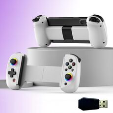 D8 Cellulare Stretch Band Light Gamepad Dual Hall Wireless Bluetooth Somatic Vibration Grip per PC / Android / IOS / Tablet / PS3 / PS4 / Switch, Colore: bianco + ricevitore