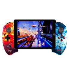 IPEGA PG-9083 Tablet telefono Bluetooth Wireless Stretch Gamepad per Android / IOS / PS3 / Switch (B Flame Red Blue)