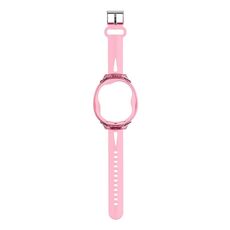 Custodia protettiva per cinturino dell'orologio integrata in silicone per Tamagotchi UNI (2023) Pet Game Machine (rosa trasparente)