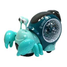 Granchio eremita strisciante Giocattoli elettrici educativi Musica universale Proiezione di luci Giocattoli per bambini dei cartoni animati(Blu)