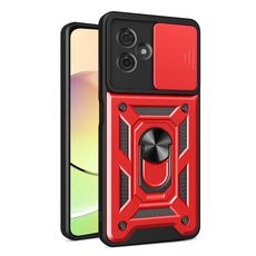 Per Motorola Moto G54 5G EU Custodia scorrevole per fotocamera con design TPU ibrido per PC(Rosso)