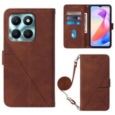 Custodia per cellulare in pelle con custodia a tracolla in rilievo 3D per Honor X6a (marrone)