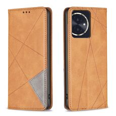 Custodia per telefono in pelle magnetica con texture romboidale per Honor 100 (gialla)