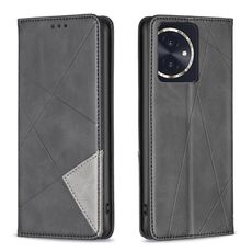 Custodia per telefono in pelle magnetica con texture romboidale per Honor 100 (nera)