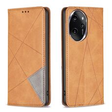 Custodia per telefono in pelle magnetica con texture romboidale per Honor 100 Pro (gialla)